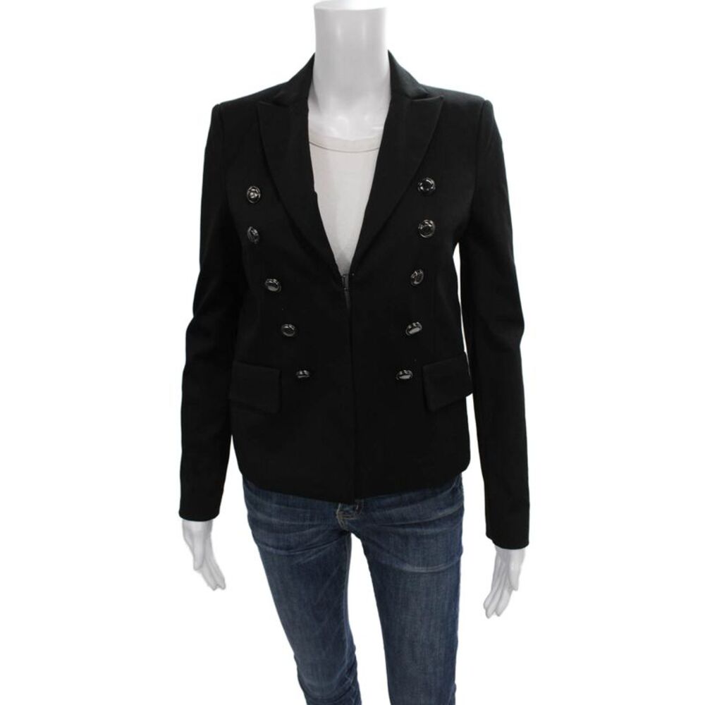 Central Park West Women Black Basic Jacket Button Long Sleeve Size XS